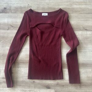Evereve Deep Red Ribbed Knit Top